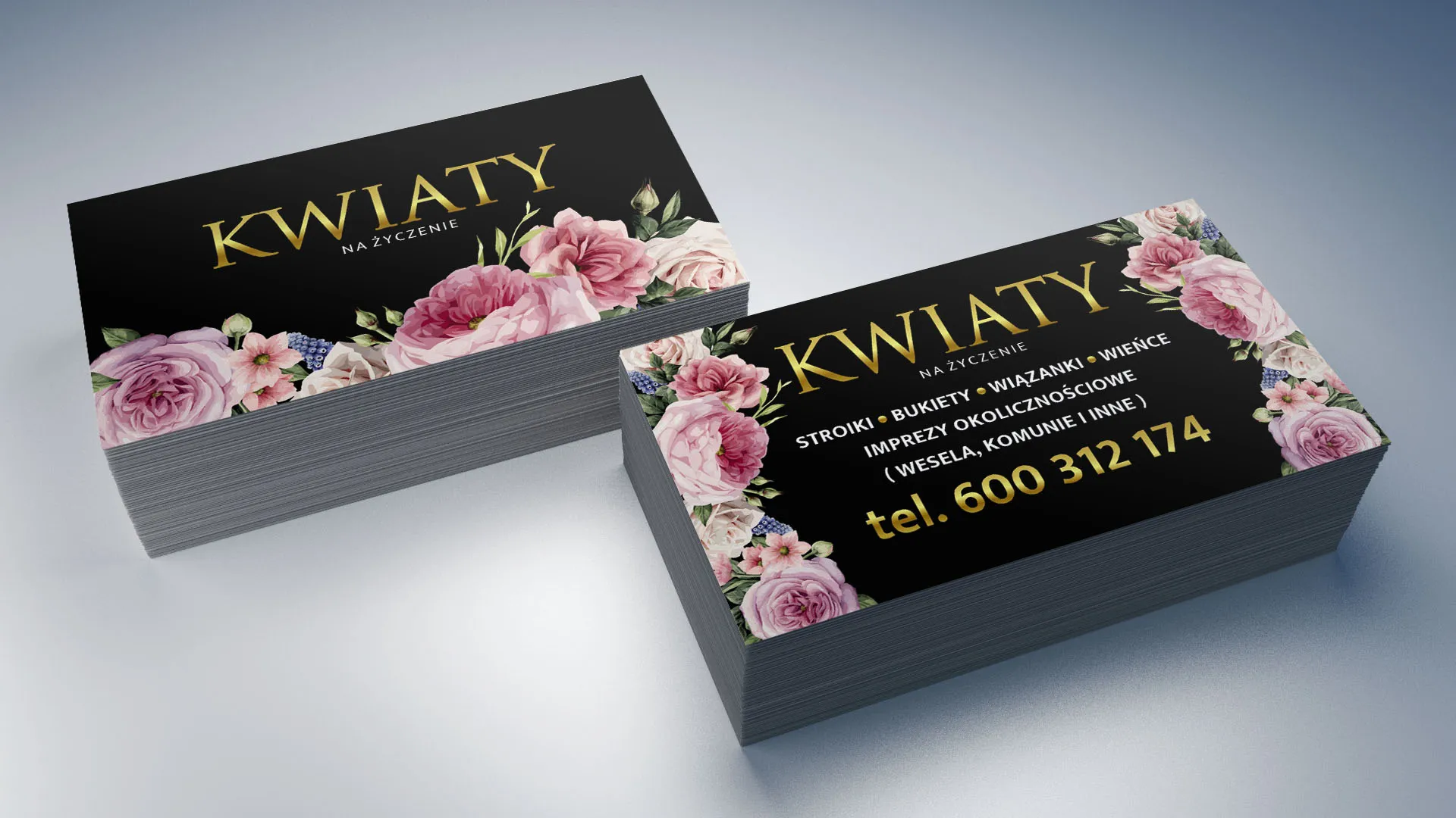 Wizytówki i witryna dla Kwiatów na zamówienie