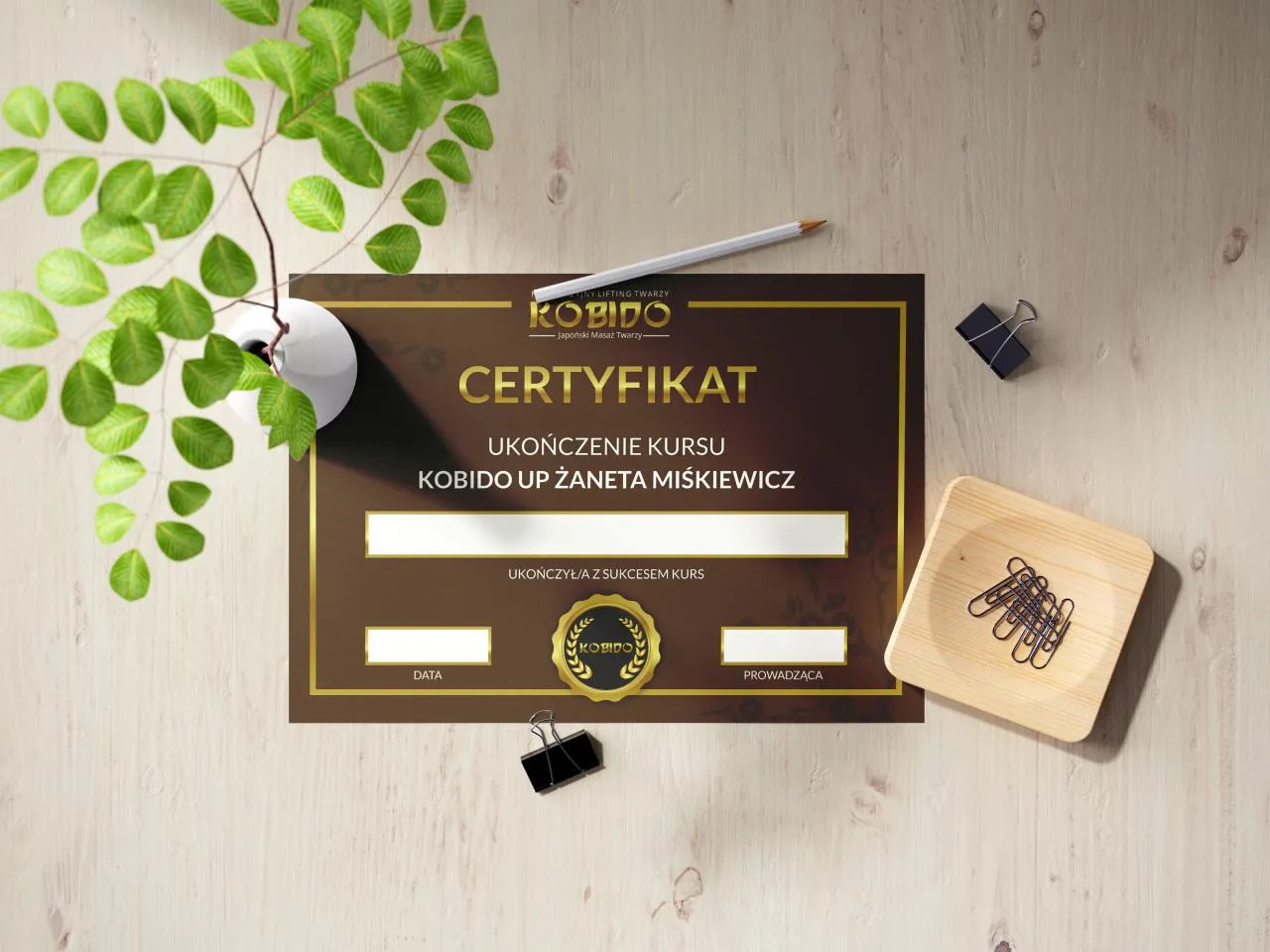 Wykonanie certyfikatów dla Kobido Up