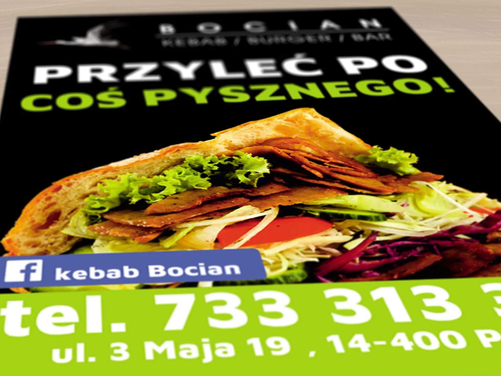 Wykonanie ulotek dla baru Bocian z Pasłęka