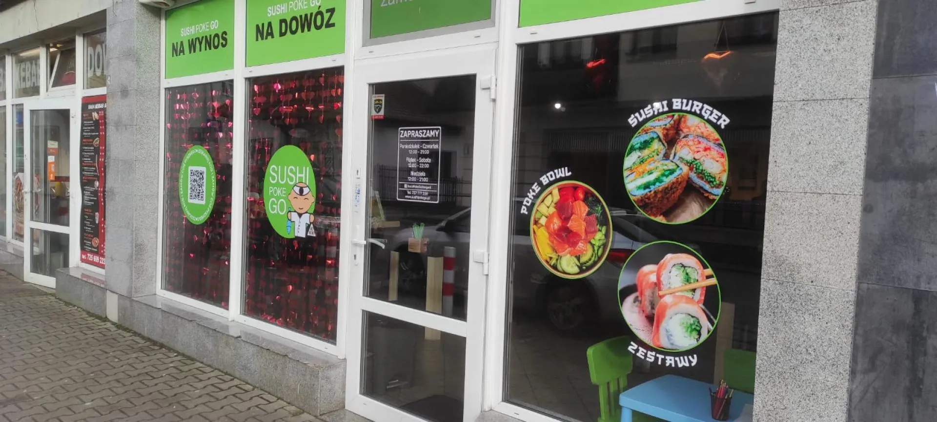 Oklejenie witryny na zlecenie Sushi Poke Go Stargard